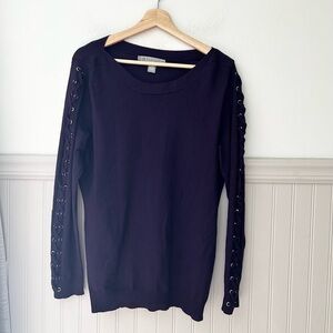 Chic By Design Large Purple Lace-Up Sleeve Sweater